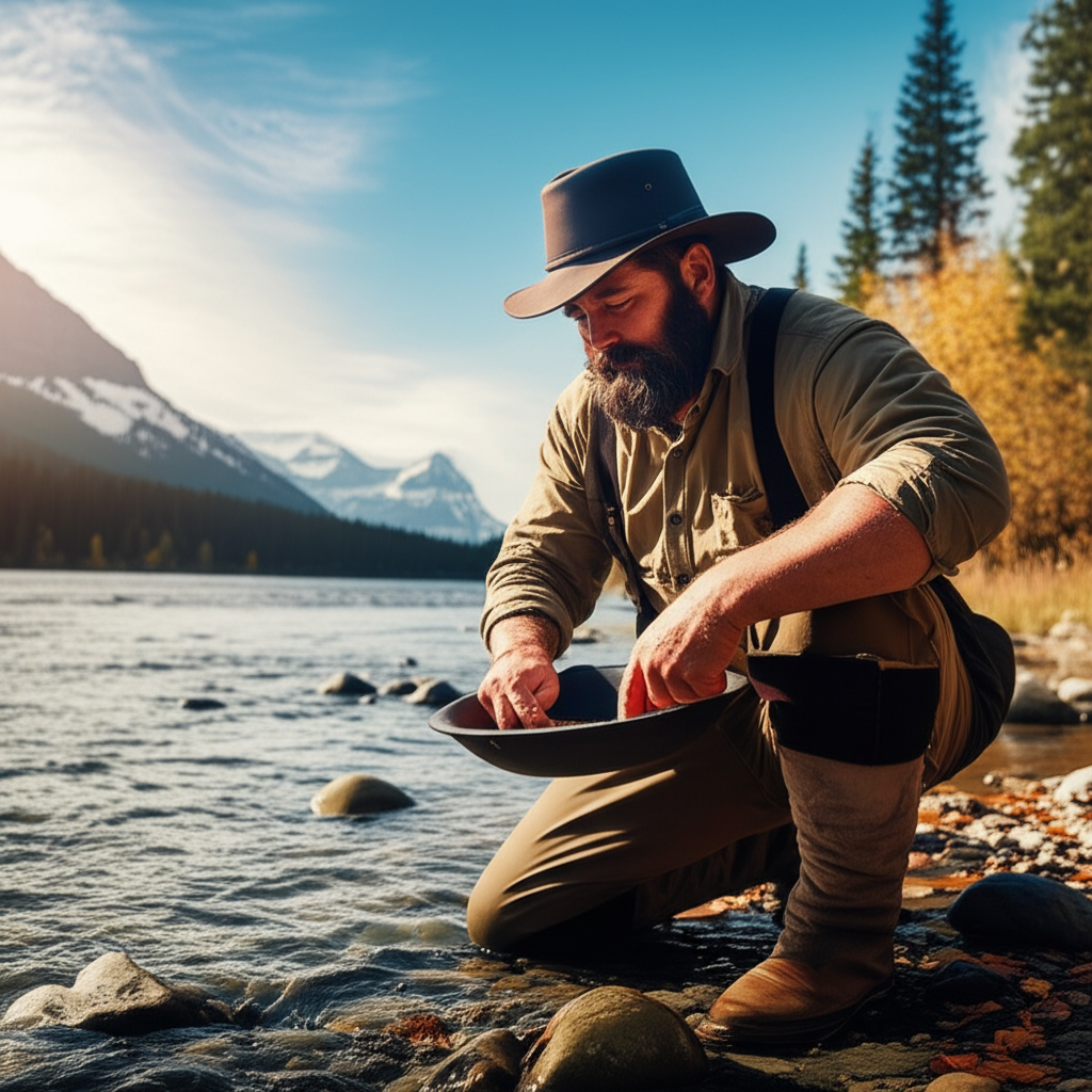 Gold Prospector in River